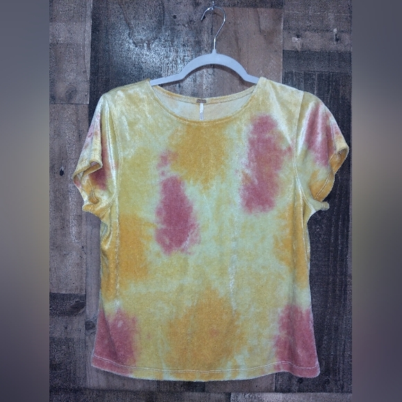 Free People Bright Eyes Velvet Woman's Top Sunshine Combo (yellow) Tie Dye Large - Picture 2 of 8